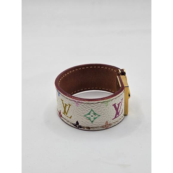 Louis Vuitton Gold-tone Multicolor Leather Koala Lock Bracelet - Picture 7 of 15
